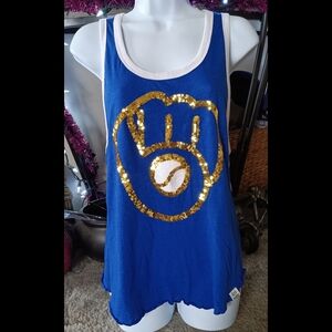 💙💛 PINK Victoria's Secret Milwaukee Brewers Tank Top MLB Baseball Small